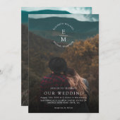 Einfache, stilvolle 2-Foto-Script-Hochzeit Einladung (Vorne/Hinten)