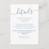 Einfache, stilvolle, blaue Kalligraphie Details Begleitkarte (Vorderseite)