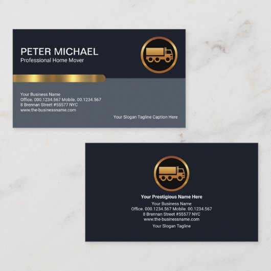 Einfache, stilvolle Blue Layers Gold Stripe Moving Visitenkarte (Vorne/Hinten)