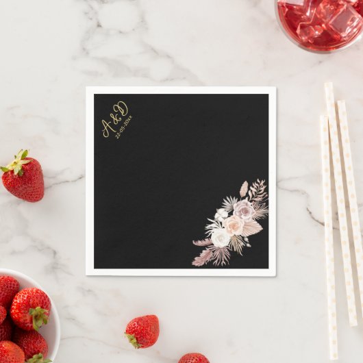 EINFACHE STILVOLLE BOHO BLACK FLORAL Hochzeit Serviette (Beispiel)