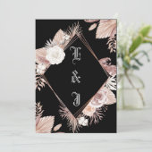 EINFACHE STILVOLLE BOHO BLACK FLORAL WEDD EINLADUNG (Stehend Vorderseite)