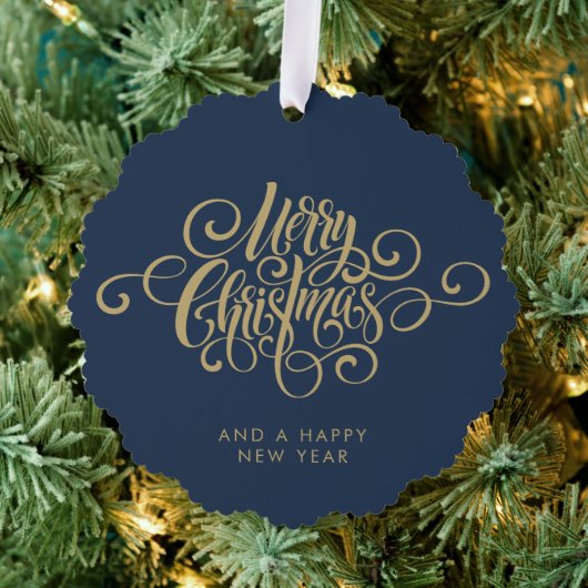 Einfache, stilvolle Botanische Weihnachtsschrift Ornament Karte (Insitu (Baum))