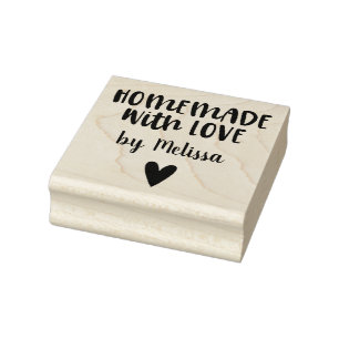 Einfache, stilvolle Briefmarke mit Liebe Holzkunst Gummistempel