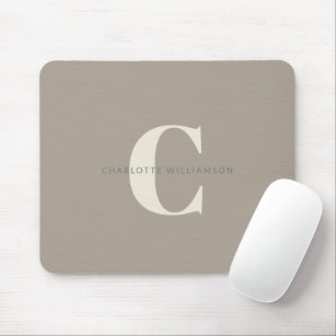 Einfache stilvolle Chic Monogram Name in Taupe Bro Mousepad