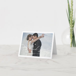 Einfache, stilvolle Dankeschön Script Wedding Foto Dankeskarte