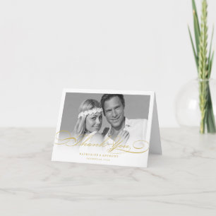 Einfache, stilvolle Dankeschön Script Wedding Foto Dankeskarte