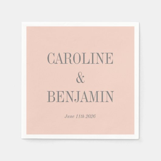 Einfache stilvolle Elegant Blush Gray Custom Weddi Serviette (Vorderseite)