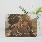 Einfache, stilvolle Foto-Hochzeit mit White Handwr Save The Date (Stehend Vorderseite)