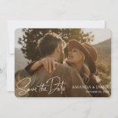 Einfache, stilvolle Foto-Hochzeit mit White Handwr Save The Date (Vorderseite)