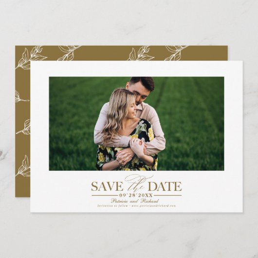 Einfache, stilvolle Hochzeit speichern Sie das Dat Einladung (Vorne/Hinten)
