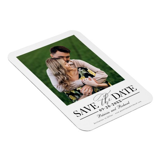Einfache, stilvolle Hochzeit speichern Sie das Dat Magnet (Rechte Seite)