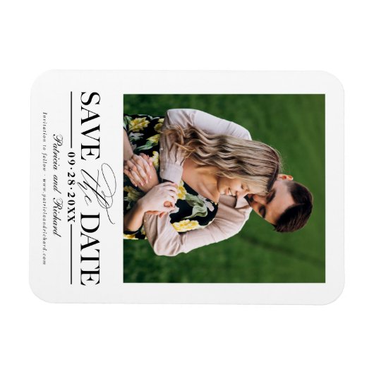 Einfache, stilvolle Hochzeit speichern Sie das Dat Magnet (Horizontal)