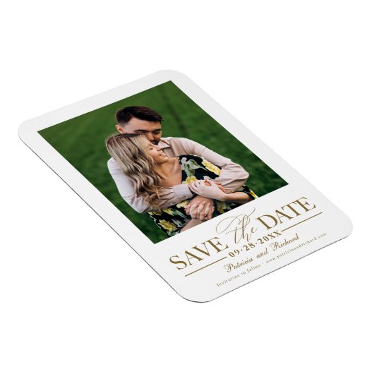 Einfache, stilvolle Hochzeit speichern Sie das Dat Magnet (Rechte Seite)