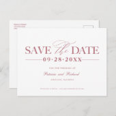 Einfache, stilvolle Hochzeit speichern Sie das Dat Postkarte (Vorne/Hinten)