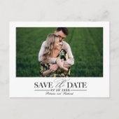 Einfache, stilvolle Hochzeit speichern Sie das Dat Postkarte (Vorderseite)