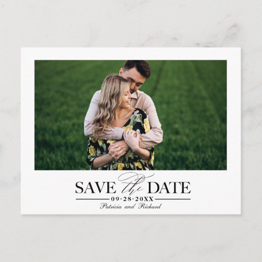 Einfache, stilvolle Hochzeit speichern Sie das Dat Postkarte (Vorderseite)