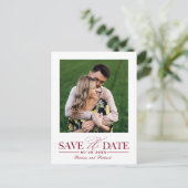 Einfache, stilvolle Hochzeit speichern Sie das Dat Postkarte (Stehend Vorderseite)