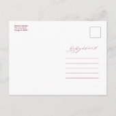 Einfache, stilvolle Hochzeit speichern Sie das Dat Postkarte (Rückseite)
