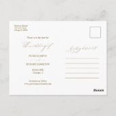 Einfache, stilvolle Hochzeit speichern Sie das Dat Postkarte (Rückseite)