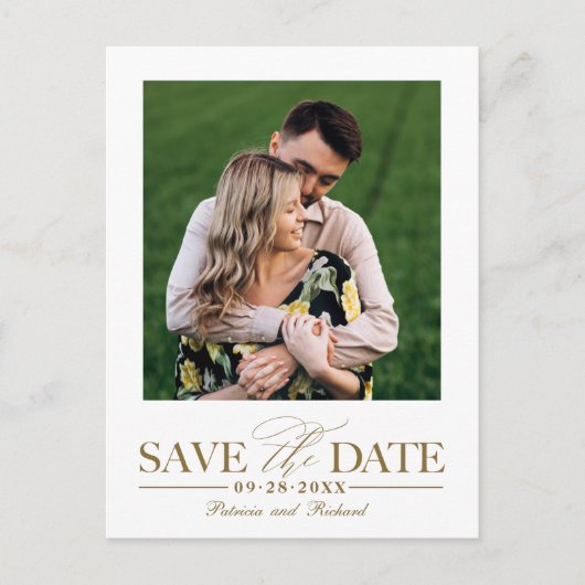 Einfache, stilvolle Hochzeit speichern Sie das Dat Postkarte (Vorderseite)