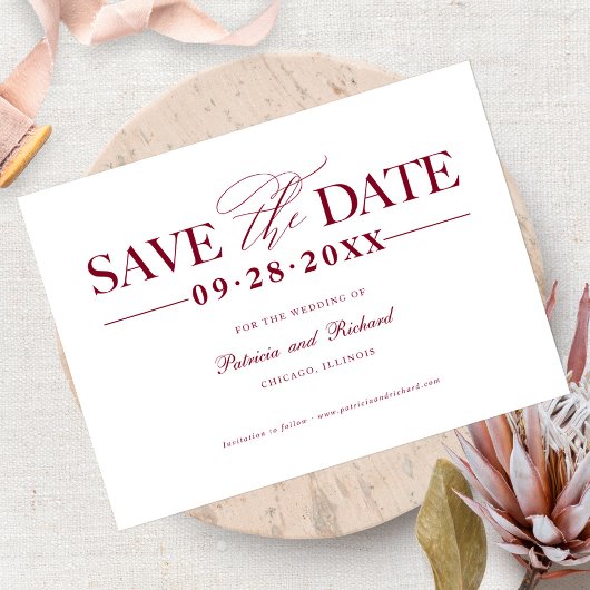 Einfache, stilvolle Hochzeit speichern Sie das Dat Postkarte