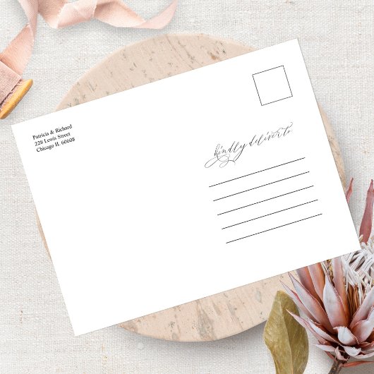 Einfache, stilvolle Hochzeit speichern Sie das Dat Postkarte