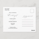 Einfache, stilvolle Hochzeit speichern Sie das Dat Postkarte (Rückseite)