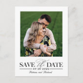 Einfache, stilvolle Hochzeit speichern Sie das Dat Postkarte (Vorderseite)