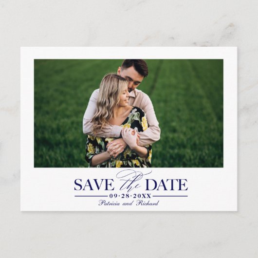 Einfache, stilvolle Hochzeit speichern Sie das Dat Postkarte (Vorderseite)