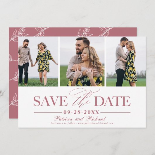 Einfache, stilvolle Hochzeit speichern Sie das Fot Einladung (Vorne/Hinten)