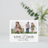 Einfache, stilvolle Hochzeit speichern Sie das Fot Postkarte (Stehend Vorderseite)