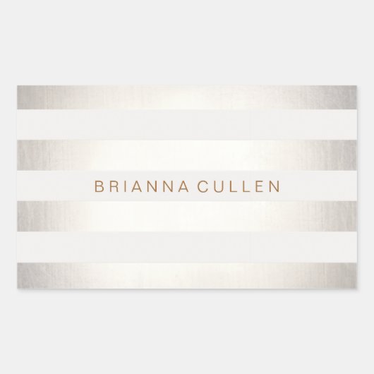 Einfache, stilvolle IMITAT Silber und Weiß Streife Rechteckiger Aufkleber (Vorderseite)