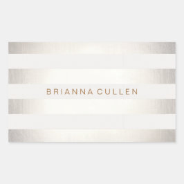 Einfache, stilvolle IMITAT Silber und Weiß Streife Rechteckiger Aufkleber