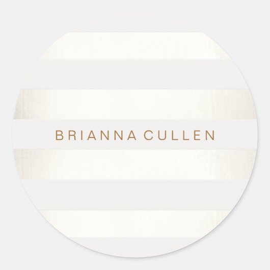 Einfache, stilvolle IMITAT Silber und Weiß Streife Runder Aufkleber (Vorderseite)