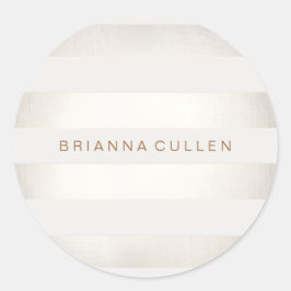 Einfache, stilvolle IMITAT Silber und Weiß Streife Runder Aufkleber