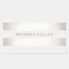 Einfache, stilvolle IMITATE Silber und Weiß gestre Rechteckiger Aufkleber