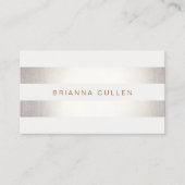 Einfache, stilvolle IMITATE Silber und Weiß gestre Visitenkarte (Vorderseite)