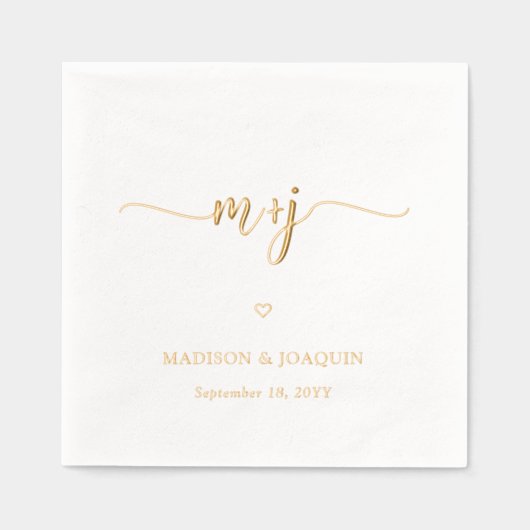 Einfache, stilvolle Initials Moderne Mit Monogramm Servietten Mit Folie (Vorderseite)