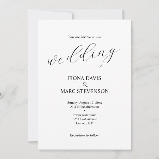 Einfache, stilvolle, minimalistische Kalligraphie- Einladung (Vorderseite)