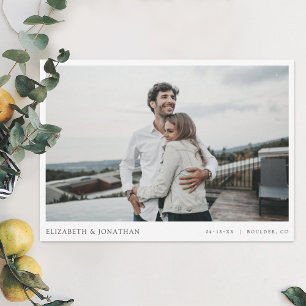 Einfache stilvolle moderne Foto-Hochzeit Speichern Einladung