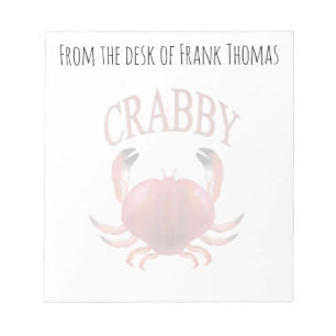 Einfache stilvolle Natur Krabbe Crabby Krabbe Typo Notizblock