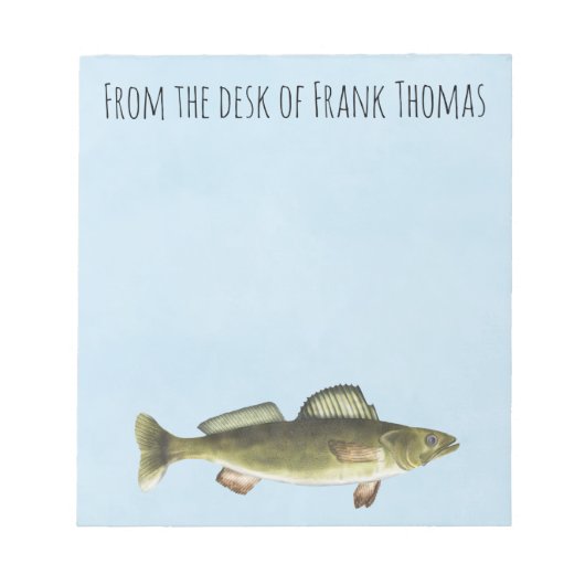 Einfache, stilvolle Natur Walleye Fischen Angeln A Notizblock (Vorderseite)