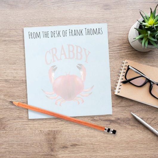 Einfache Stilvolle Nature Crabby Crab Typografie Notizblock