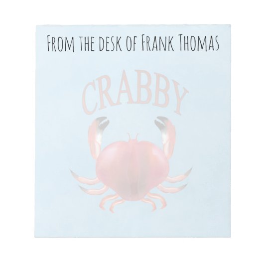 Einfache Stilvolle Nature Crabby Crab Typografie Notizblock (Vorderseite)