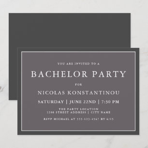 Einfache stilvolle neutrale dunkelgraue Junggesell Einladung