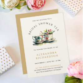 Einfache, stilvolle Pastel Gold Bridal Teezeremoni Einladung