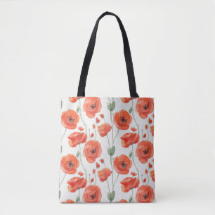 Einfache, stilvolle Poppy Blume Wasserfarben Muste Tasche