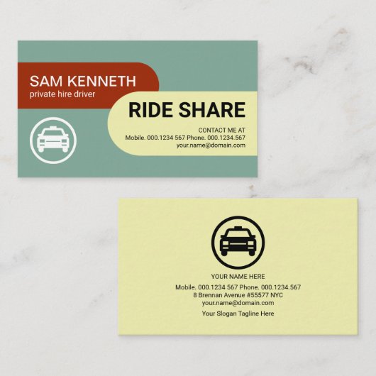 Einfache, stilvolle Round Columns Ride Share-Treib Visitenkarte (Vorne/Hinten)