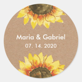 Einfache, stilvolle Rustikale Sonnenblume. Persona Runder Aufkleber