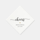 Einfache, stilvolle Script Cheers & Gold Heart Wed Serviette (Ecke)